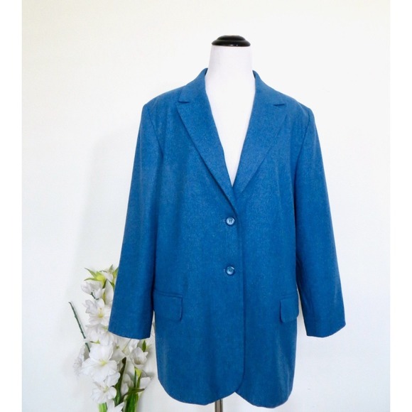 NEW! Pendleton 100% Virgin Wool Blazer Jacket Blue Women SZ 14 - Picture 2 of 6